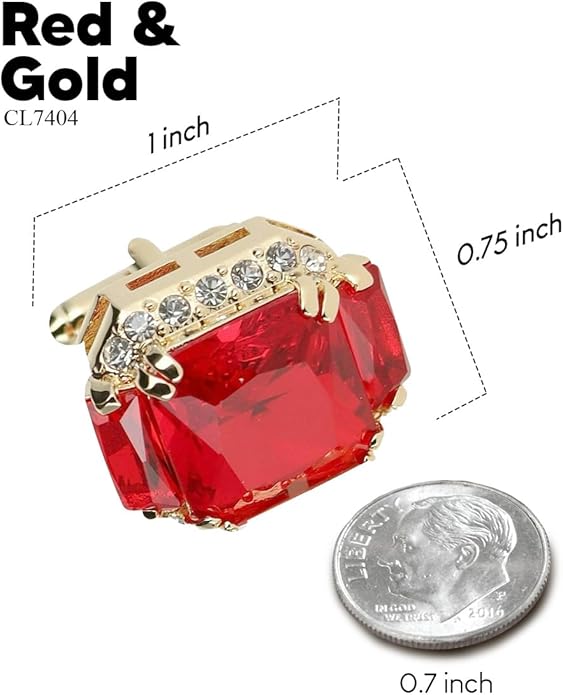 Rectangular Colored Diamond-Flanked Crystal Cuff Links – Tuxedo Suit Accessories, Cufflinks for Men