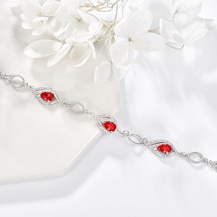 PRAYMOS Birthstone Bracelets for Women Mom Mother's Grandma Sterling Silver Women's Bracelets Birthstone Jewelry Gifts