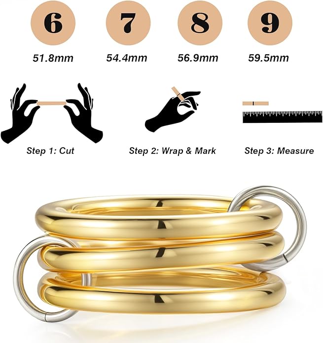 Emibele 14K Gold Plated Stackable Rings for Women, Interlocking Non Tarnish Gold Rings, Silver Dainty Cubic Zirconia Bands, Two-Toned Mixed Metal Stacking Band, Trendy Jewelry Gifts for Women