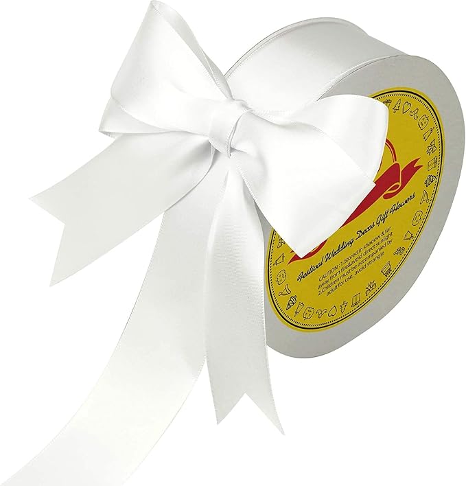 LEEQE Double Face White Satin Ribbon 1-1/2 inch X 50 Yards Polyester White Ribbon for Gift Wrapping Very Suitable for Weddings Party Hair Bow Invitation Decorations and More