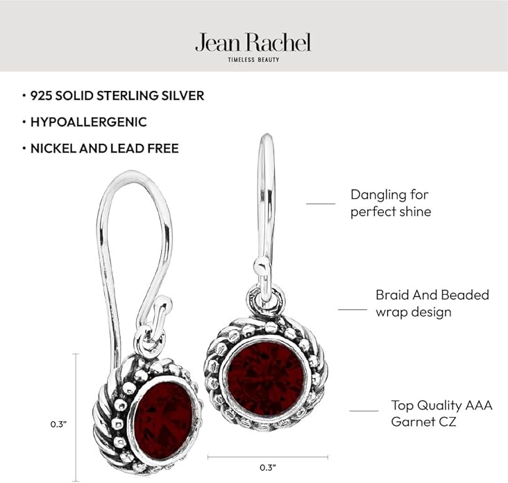 JEAN RACHEL JEWELRY 925 Sterling Silver Dangle Earrings for Women - Rope with Cubic Zirconia Vintage Design - Hypoallergenic, Lead & Nickel Free - Artisan Handcrafted Statement Earrings