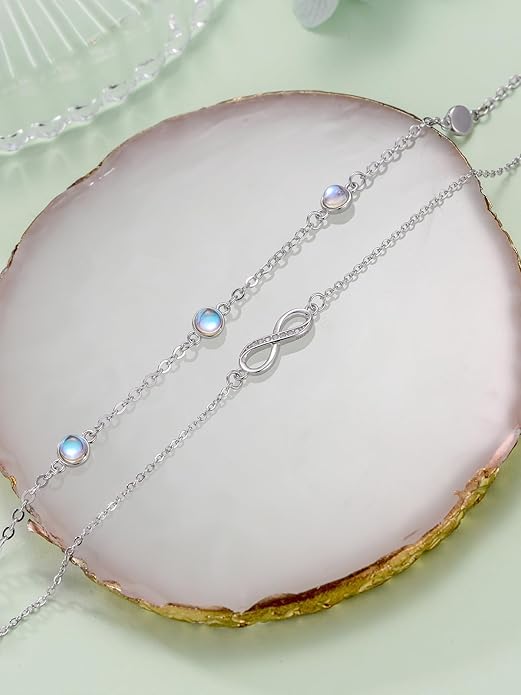 Dorunmo Anklet Bracelets For Women 925 Sterling Silver Birthstone/Infinity/Butterfly/Evil Eye/Turtle/Pineapple/Starfish/Heart Anklets Bracelets Jewelry Gifts for Women
