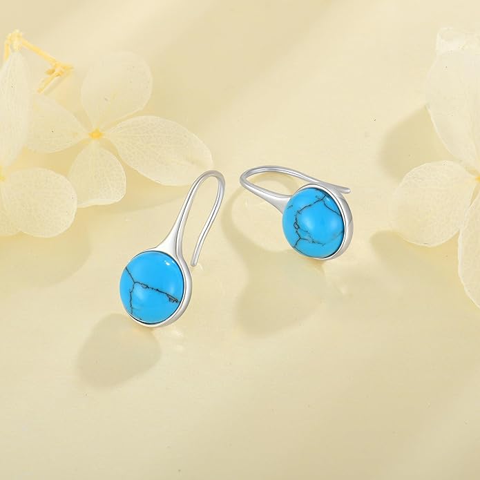 Opal Earrings 925 Sterling Silver Hook Drop Teardrop Gemstone Earrings October Birthstone Dangle Earrings Jewelry Gift for Women