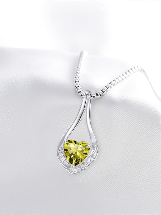 Birthstone Necklaces for Women,18k Yellow/White Gold Plated Forever Love Heart Infinity Pendant Necklace Anniversary Jewelry Christmas Birthday Gifts for Women Her Wife Girlfriend