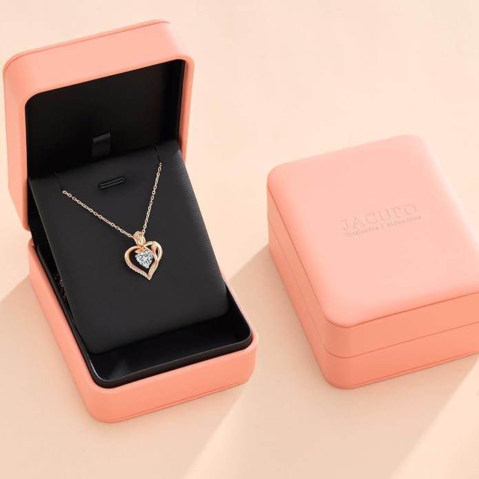 1.2CT Rose Heart Moissanite Necklace for Women Jewelry D Color VVS1 S925 Sterling Silver 18K Rose Gold Plated For Wife Girlfriend Mom Daughter for Wedding Anniversary Christmas Birthday Gift for Women Conveys I Love You Message