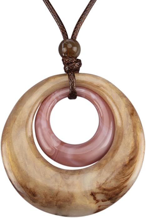 Long Boho Necklaces for Women Vintage Leather Wooden Pendant Y Choker Ethnic Style Gold Circle Hippie Sweater Necklace