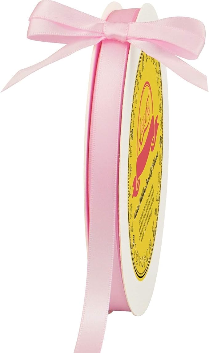 LEEQE Double Face Pearl Pink Satin Ribbon 3/8 inch X 50 Yards Polyester Pearl Pink Ribbon for Gift Wrapping Very Suitable for Weddings Party Invitation Decorations and More