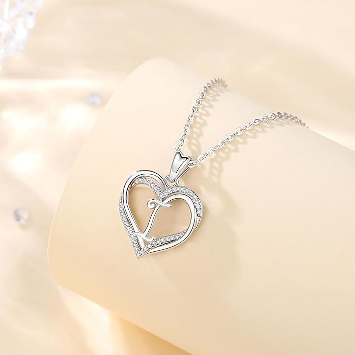 INFUSEU Unique Initial Necklaces for Women Girls Small Heart Letter Jewelry, Meaningful Personalized Gifts