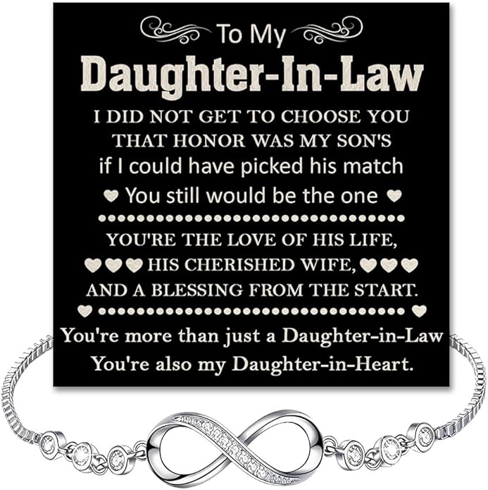 To My Beautiful Daughter In Law Bracelet From Mother-In-Law, Daughter In Law Birthday Gifts, Infinity Star Heart Bracelet For Her With Heartfelt Message Card & Elegant Box, Bonus Daughters Bracelets