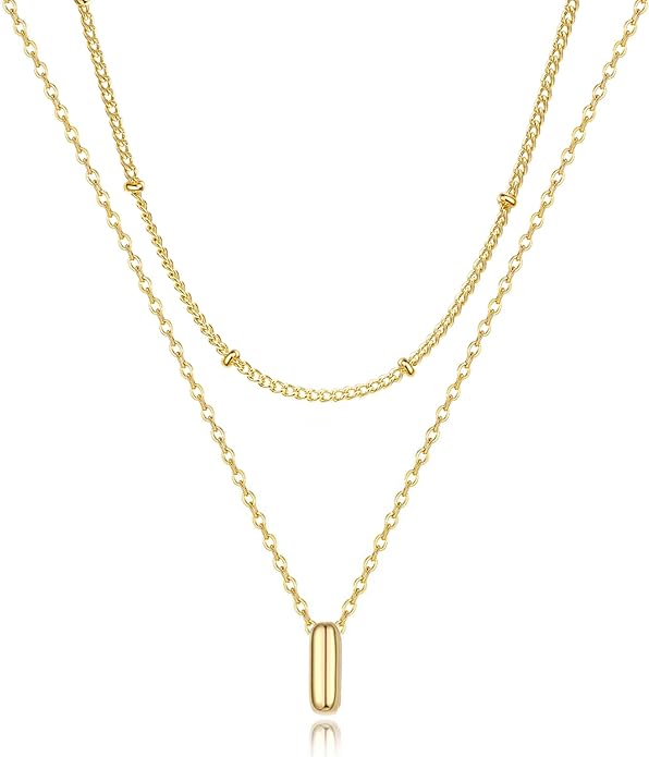 Bubble Letter Necklace Layered Initial Necklaces for Women Dainty Cute Choker Pendant Stack Jewelry Teen Gift Trendy Stuff