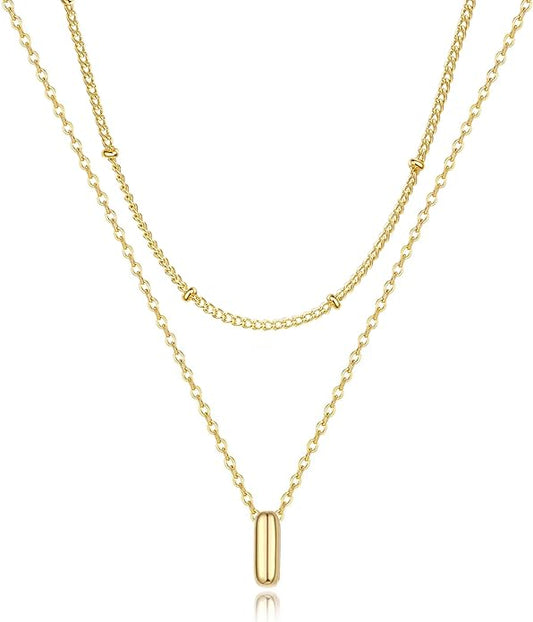 Bubble Letter Necklace Layered Initial Necklaces for Women Dainty Cute Choker Pendant Stack Jewelry Teen Gift Trendy Stuff