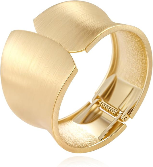 Bangle Bracelets for Women | 14K Gold Plated Trendy Wide Bracelets | Hinged Arm Cuff Bangles Chunky Bracelet for Women