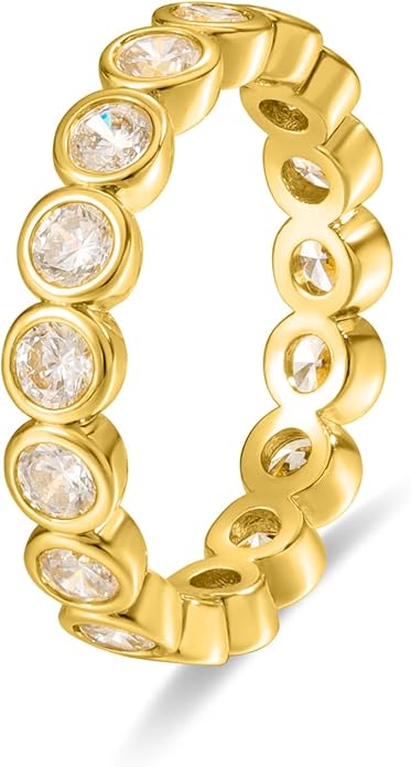 Episkeyk Gold Rings for Women Non Tarnish Stackable Rings 14k Gold Plated Pinky Ring for Women Cubic Zirconia Gift