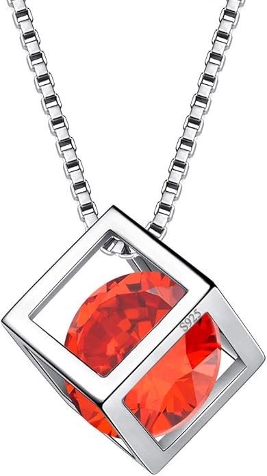 Aurora Tears Birthstone Necklace/Earring 925 Sterling Silver Women Cross/3D Cube/Cresent Moon Birth Stone Jewelry Mens Birthday Gift Anniversary Present