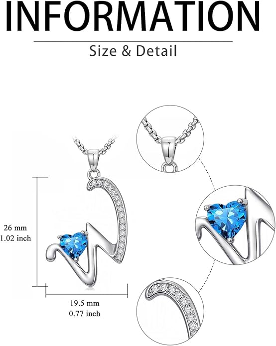 Christmas Gifts for Women Alphabet A to Z Initial Birthstone Pendant Necklaces for Women - 18k White Gold Plated Personalized Name Jewelry Valentine Mothers Day Birthday Gifts for Women Her Girlfriend