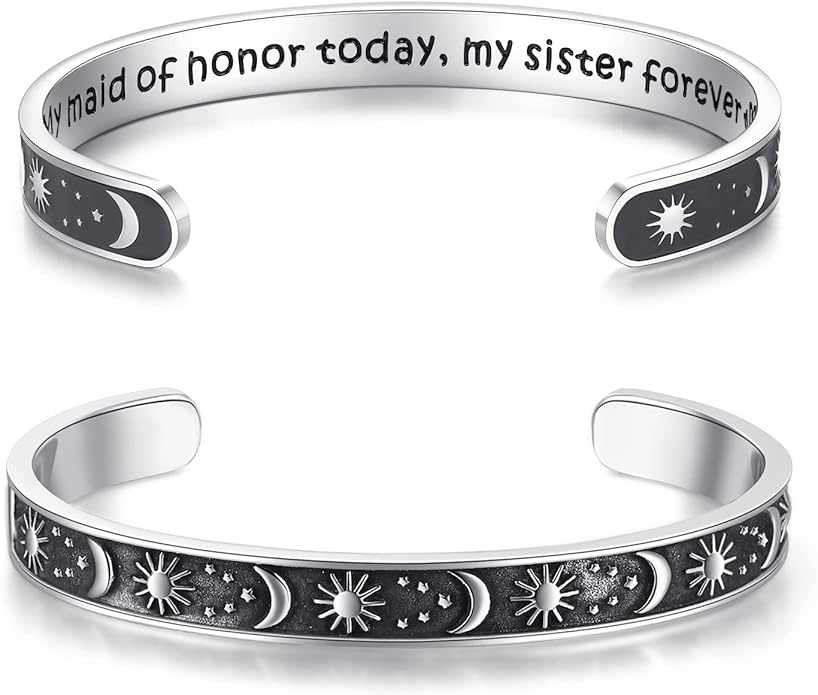 TONY & SANDY Inspirational Bracelets for Women Teen Girls Personalized Gifts for Daughter Granddaughter Mom Sister Friends Stainless Steel Engraved Cuff Birthday Easter Christmas