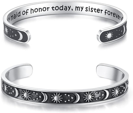 TONY & SANDY Inspirational Bracelets for Women Teen Girls Personalized Gifts for Daughter Granddaughter Mom Sister Friends Stainless Steel Engraved Cuff Birthday Easter Christmas
