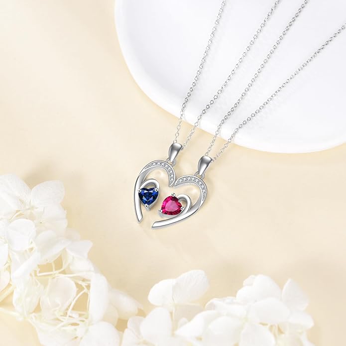JBAERD Couples BFF Matching Necklaces 925 Sterling Silver Cross/Yin Yang/Sun Moon/Mountain Wave Pendant Necklace Anniversary Birthday Gifts