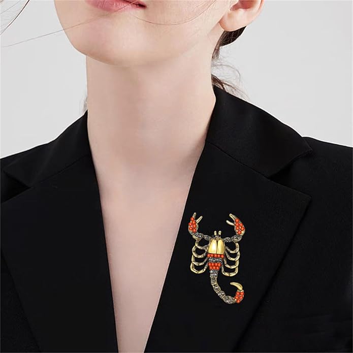 Dreuyet Rhinestone Scorpion Brooch Pin for Women Men Vintage Crystal Scorpion Brooches Punk Style Insect Animal Laple Pin Clothing Suits Accessories Christmas Birthday Jewelry