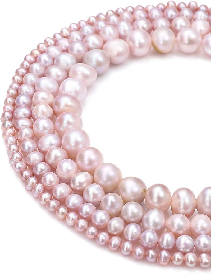 BEADIA Natural Pearl Beads Potato 6-7mm Purple Freshwater Cultured Loose Gemstone Beads for DIY Jewelry Making 13.8''/Strand