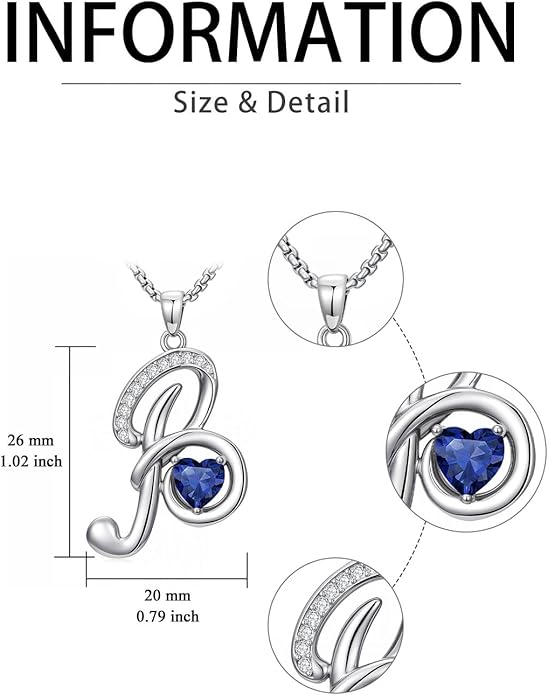 Christmas Gifts for Women Alphabet A to Z Initial Birthstone Pendant Necklaces for Women - 18k White Gold Plated Personalized Name Jewelry Valentine Mothers Day Birthday Gifts for Women Her Girlfriend