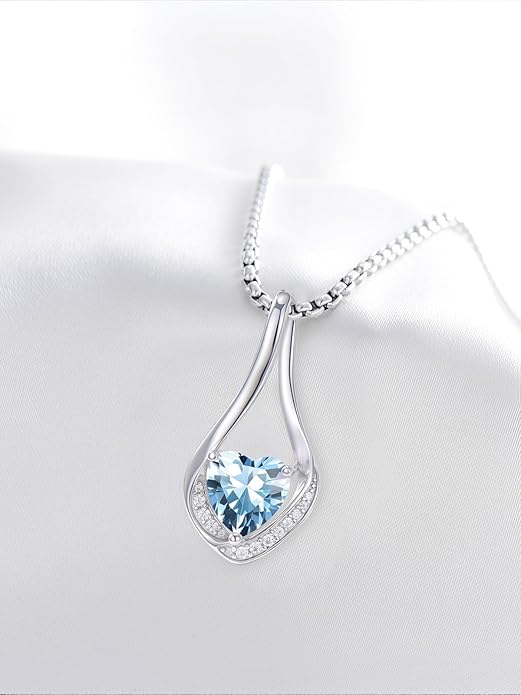Birthstone Necklaces for Women,18k Yellow/White Gold Plated Forever Love Heart Infinity Pendant Necklace Anniversary Jewelry Christmas Birthday Gifts for Women Her Wife Girlfriend