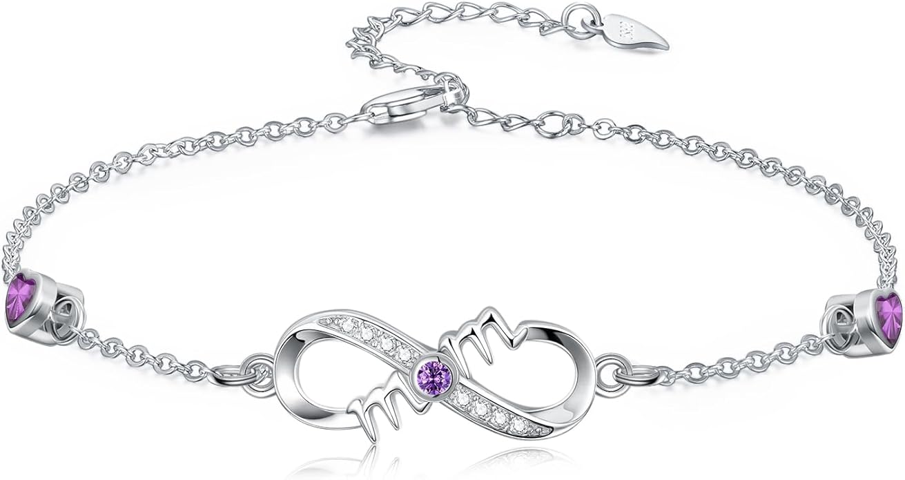 Dorunmo Infinity Bracelet Mom Bracelet 925 Sterling Silver 14K Gold Plated Infinity Heart Anklet for Women Christmas Jewelry Gifts for Wife Mom Daughter