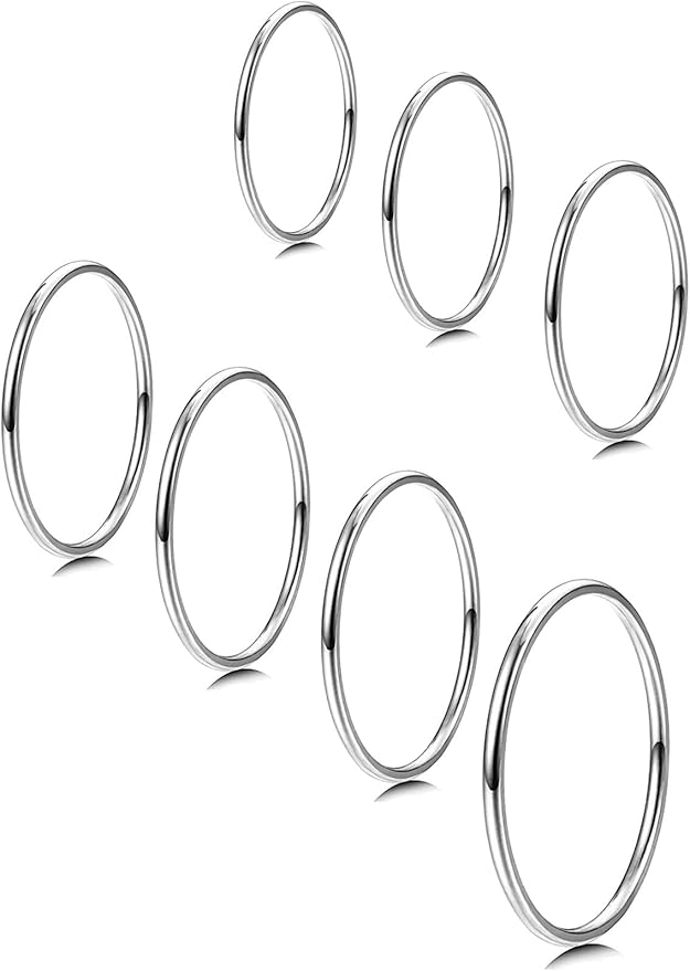 MILACOLATO 1mm Stainless Steel Stacking Rings for Women | Thin 14K Gold Plated Band Rings | Stackable Knuckle Rings Thumb Pinky Midi Rings | Comfort-Fit Size 3/4/5/6/7/8/9