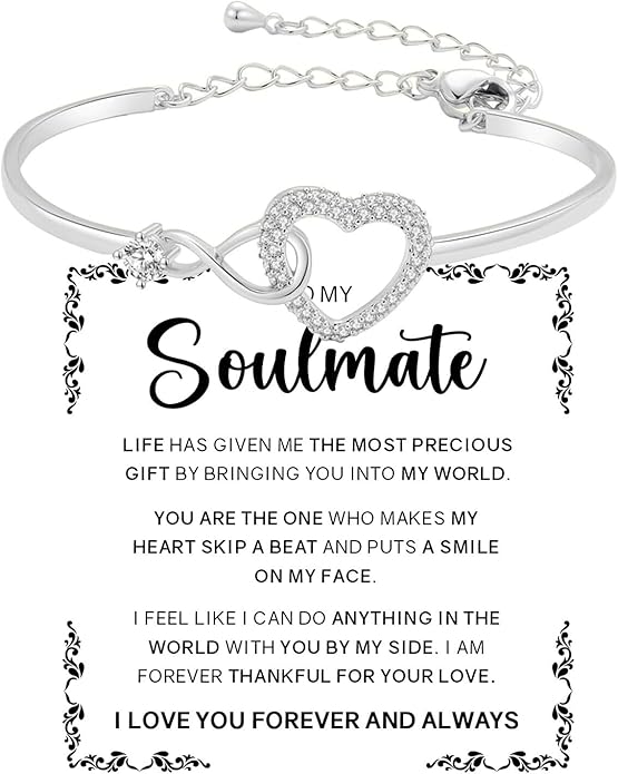 To My Soulmate Bracelet For Women With Heartfelt Message Card & Elegant Box, Bracelet For Girls, Soulmate Birthday, Wedding, Christmas Jewelry Gift From Boyfriend, Husband