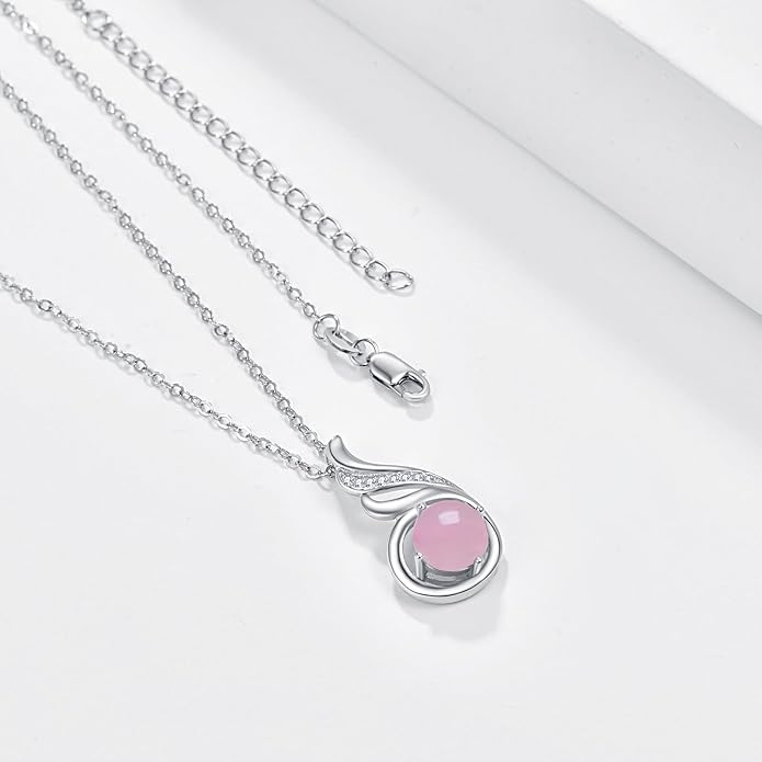 TANGPOET Birthstone Gemstone Necklaces for Women 925 Sterling Silver Dainty Pendant Jewelry Valentines Mothers Day Christmas Birthday Gifts for Mom Girlfriend Wife Daughter