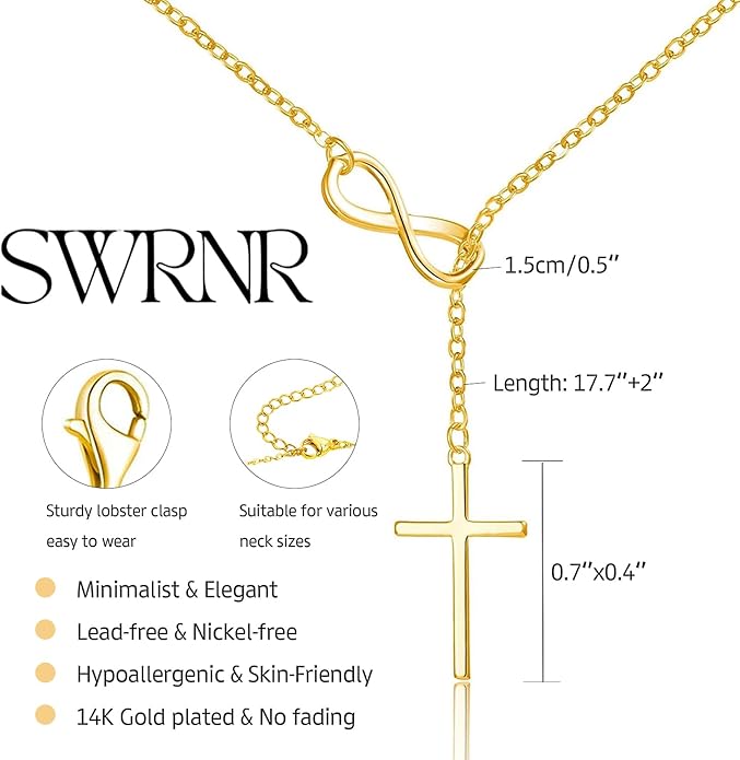 Lariat Necklace for Women, Dainty 14K Gold/Silver Plated Long Necklaces for Women Trendy Simple Layered Y-Shaped Drop Pendant Necklace Adjustable Gold Jewelry Gifts For Her Christmas Stocking Stuffer