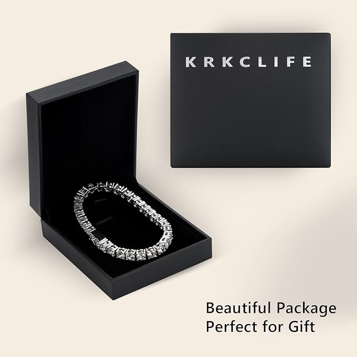 KRKCLIFE Tennis Bracelets for Women Men, 14K Gold Plated Hypoallergenic Classic Round AAAAA Cubic Zirconia, 3/4/5mm Width, Elegant Jewelry Anniversary Birthday Gifts for Her Him Wife Mom 6.5-8 Inch