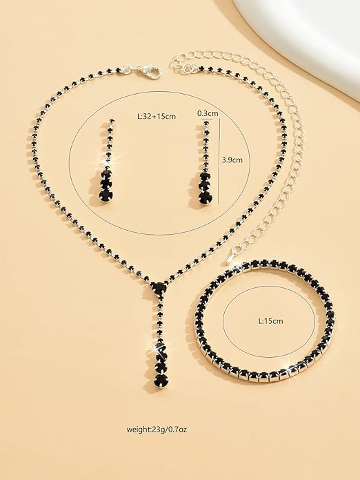 MIFYNN Rhinestone Wedding Set for Women Sparkle Crystal Earrings Necklace Bracelet Jewelry Set Wedding Party Prom Jewelry Set for Brides Bridesmaid
