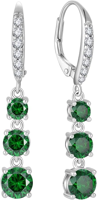 Starchenie Dangle Drop Earrings for Women 925 Sterling Silver Leverback Earrings Birthstone Jewelry