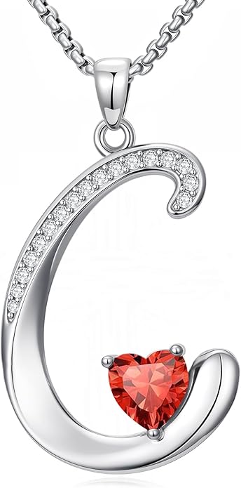 Christmas Gifts for Women Alphabet A to Z Initial Birthstone Pendant Necklaces for Women - 18k White Gold Plated Personalized Name Jewelry Valentine Mothers Day Birthday Gifts for Women Her Girlfriend