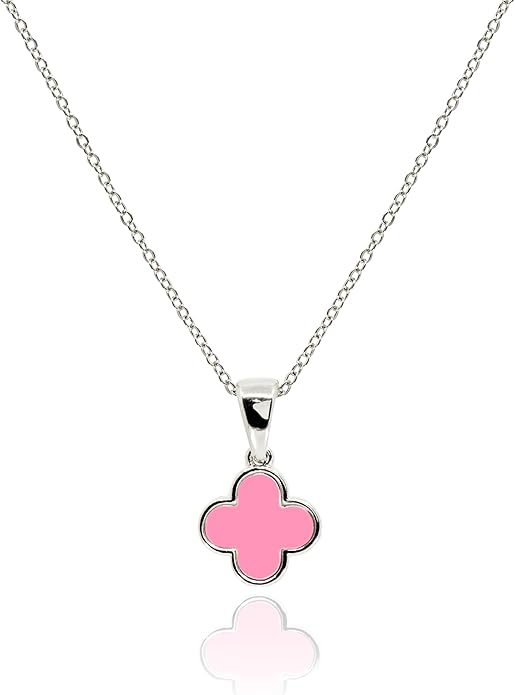 MUSEQVE Four Leaf Clover Necklace for Women Dainty Mother of Pearl White Black Onyx Pink Blue Mint Green Crystal Lucky Clover Pendant 14K Gold Plated Jewelry Gifts [CVRN]