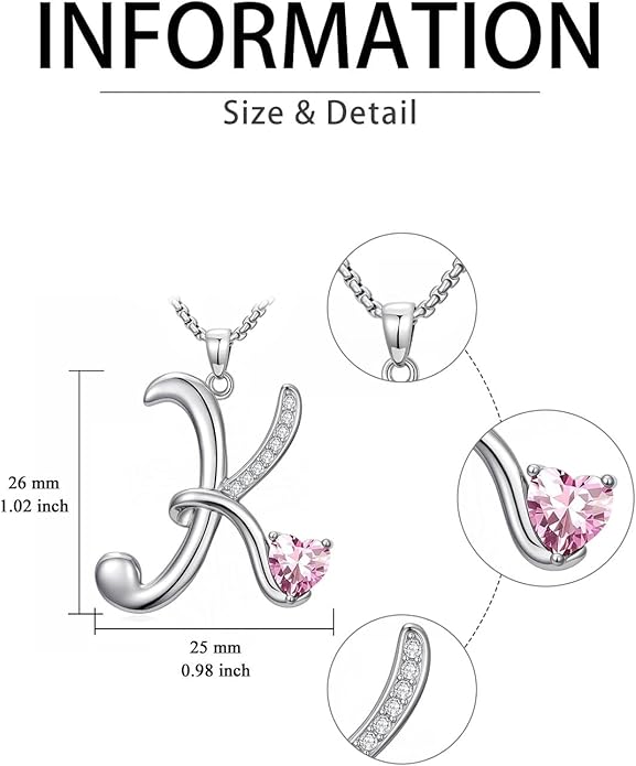 Christmas Gifts for Women Alphabet A to Z Initial Birthstone Pendant Necklaces for Women - 18k White Gold Plated Personalized Name Jewelry Valentine Mothers Day Birthday Gifts for Women Her Girlfriend