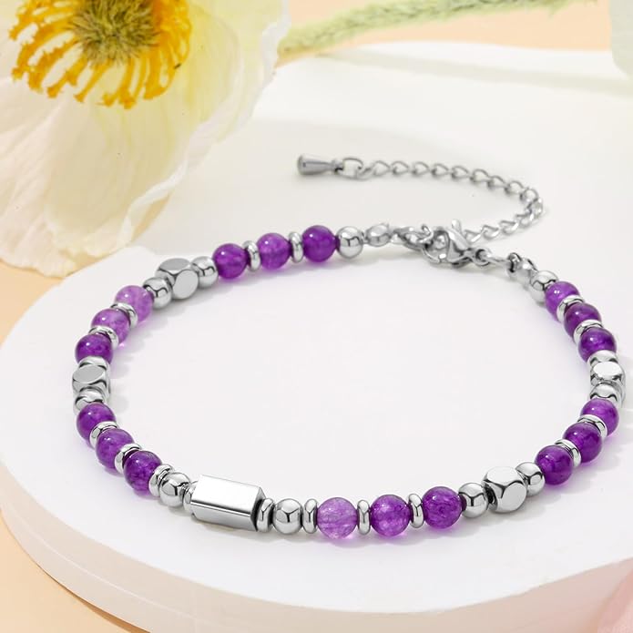Desimtion Healing Natural Stone Bracelets for Women Girls, Sometimes You Forget You're Awesome -Christmas Gifts for Women Teen Girls, Best Friend Birthday Gifts for Women Friendship Bracelets