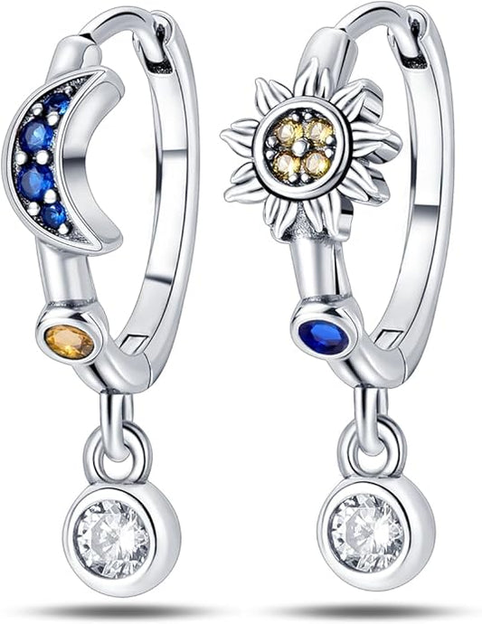 925 Sterling Silver Women Earrings, Sparkling Star and Moon Earrings, Various Hypoallergenic Earrings, Best Gift for Women