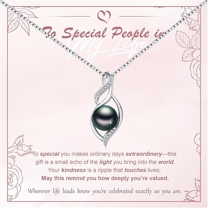 KANNSOAR Tahitian Black Pearl AAAA 18K Gold Plated Sterling Silver Pendant Necklace for Women Wife Mom Girlfriend Valentine Her Jewelry Gift for Anniversary Birthday Christmas