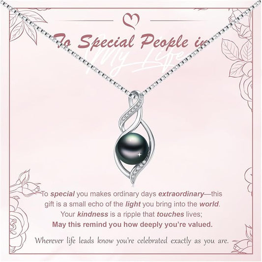 KANNSOAR Tahitian Black Pearl AAAA 18K Gold Plated Sterling Silver Pendant Necklace for Women Wife Mom Girlfriend Valentine Her Jewelry Gift for Anniversary Birthday Christmas