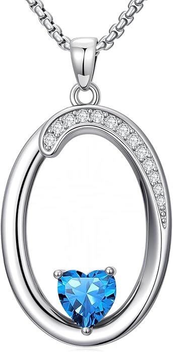 Christmas Gifts for Women Alphabet A to Z Initial Birthstone Pendant Necklaces for Women - 18k White Gold Plated Personalized Name Jewelry Valentine Mothers Day Birthday Gifts for Women Her Girlfriend