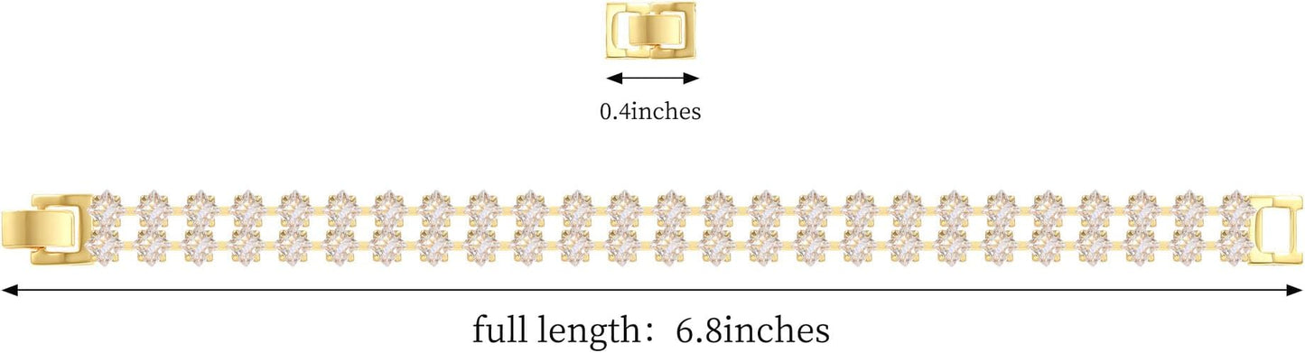 14K Gold Plated Tennis Bracelet for Women – Classic CZ Link Design, Fits 6.0"–7.2" Wrists – Stylish Sparkling Jewelry Gift, Timeless Tennis Bracelets for Women