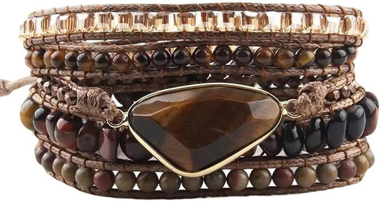 ZOSOJONA Boho Handmade Natural Stone Wrap Bracelets Turquoises Crystal Beads Bracelet Jewelry