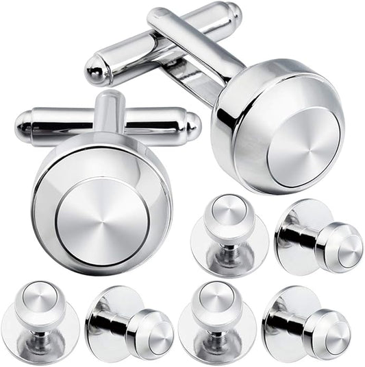 HAWSON Cufflinks and Studs for Men-Fashion Men Vintage Enamel Carbon Fiber Tuxedo Shirt Cufflinks and Studs Set for Regular Wedding Business Accessories