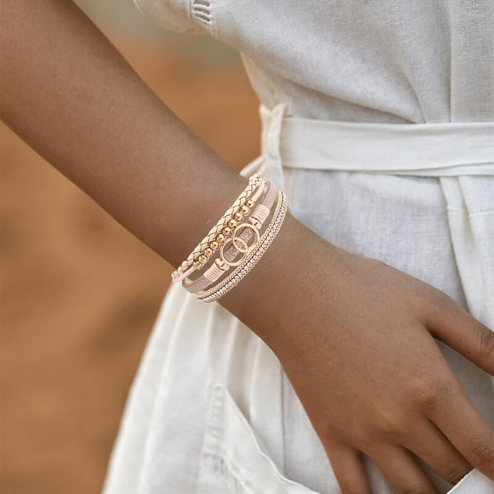 Aluinn Leather Wrap Bracelets For Women Boh Multi-Layer Elegance Bracelet Boho Bangle Western Cuff Bracelet Jewelry for Women
