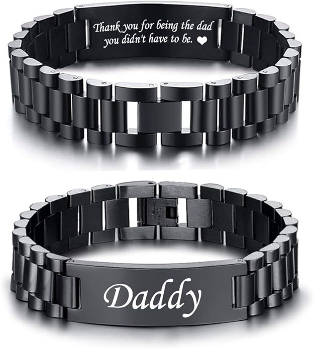 VNOX Masculine Watch Band Stainless Steel Link Bracelet Personalized Jewelry Gift for Men DAD Father Husband Boyfriend