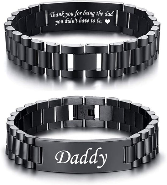 VNOX Masculine Watch Band Stainless Steel Link Bracelet Personalized Jewelry Gift for Men DAD Father Husband Boyfriend