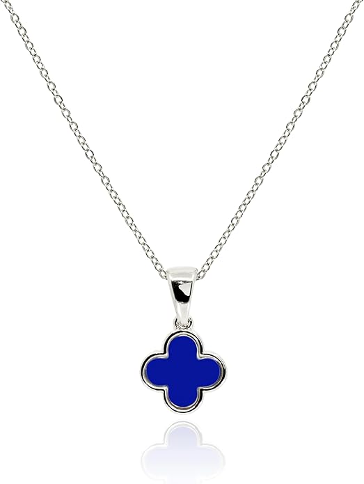 MUSEQVE Four Leaf Clover Necklace for Women Dainty Mother of Pearl White Black Onyx Pink Blue Mint Green Crystal Lucky Clover Pendant 14K Gold Plated Jewelry Gifts [CVRN]