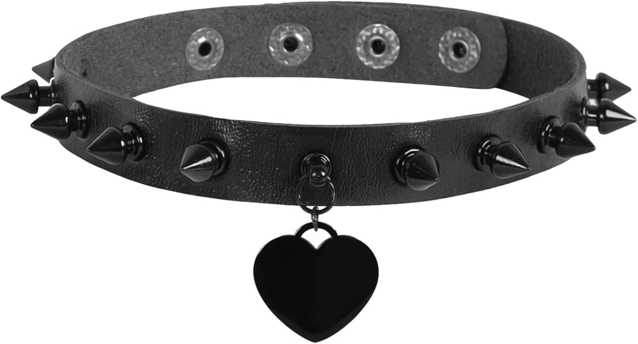 MILAKOO Punk Black Choker Gothic Spiked Rivets for Women Men with Charm Pendant Leather Necklace